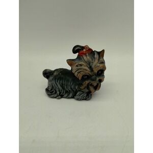 Vintage Yorkie Ceramic Figurine Dog Puppy 3" Tall